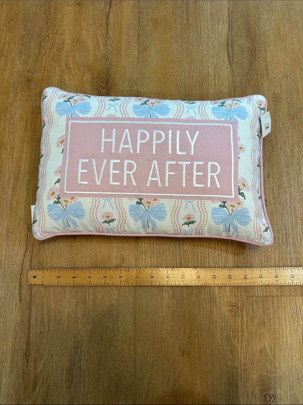 Francesca's Collections Pink 'Happily Ever After' Embroidered Throw Pillow
